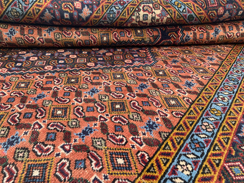 Handgemaakt Perzisch wollen vloerkleed 213x305 cm - Roze, marineblauw & ivoor vintage medaillon Perzisch stijl kleed - Exacte afmeting 290 cm x 193 cm - KBHM-724