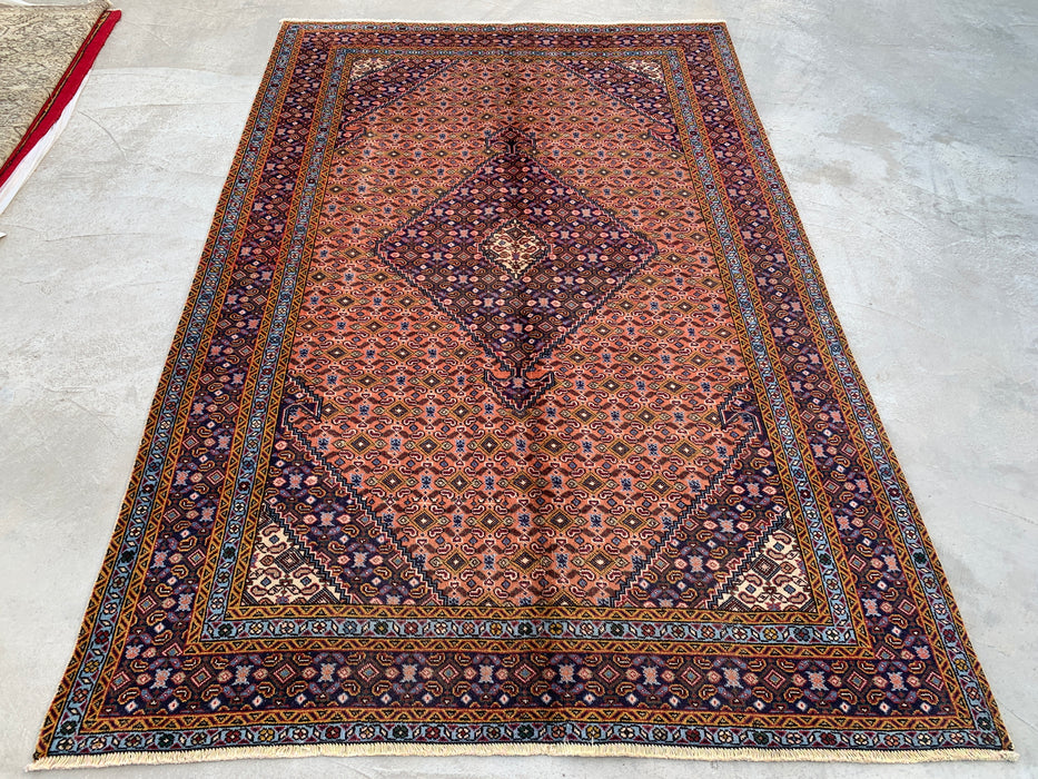Handgemaakt Perzisch wollen vloerkleed 213x305 cm - Roze, marineblauw & ivoor vintage medaillon Perzisch stijl kleed - Exacte afmeting 290 cm x 193 cm - KBHM-724