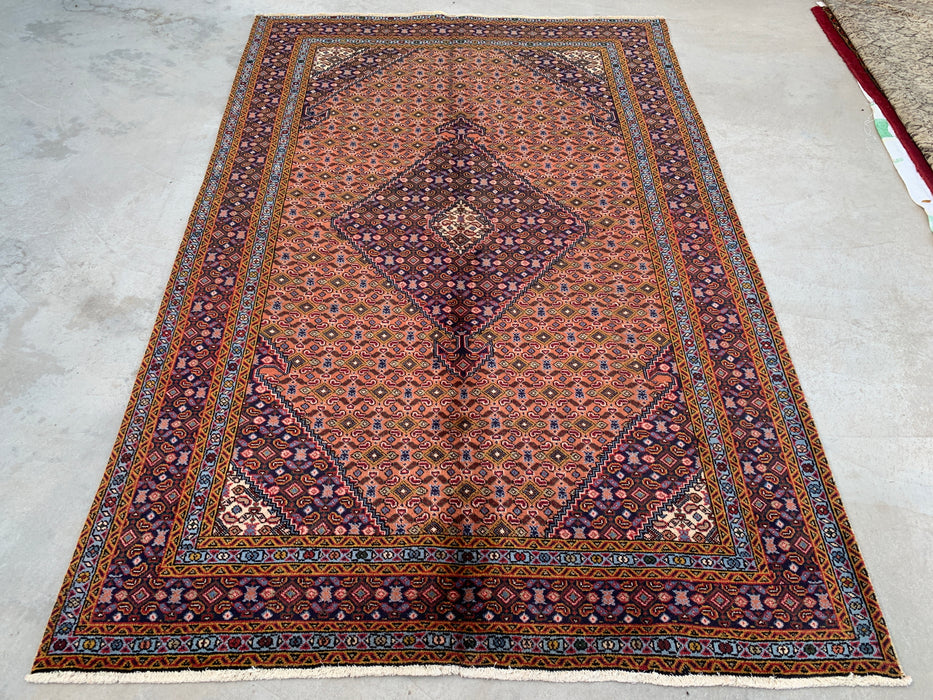 Handgemaakt Perzisch wollen vloerkleed 213x305 cm - Roze, marineblauw & ivoor vintage medaillon Perzisch stijl kleed - Exacte afmeting 290 cm x 193 cm - KBHM-724