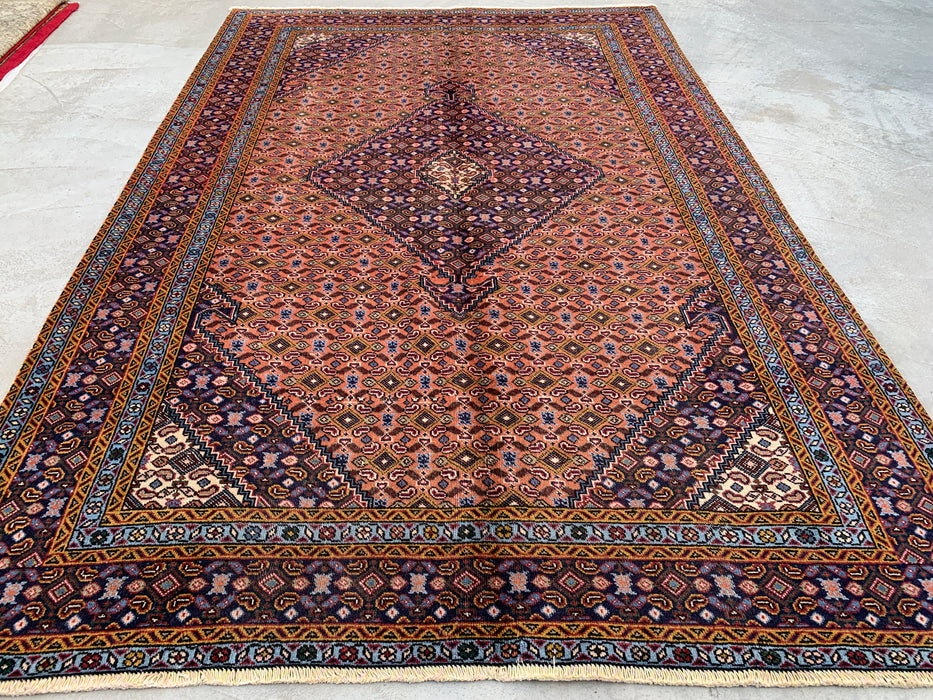 Handgemaakt Perzisch wollen vloerkleed 213x305 cm - Roze, marineblauw & ivoor vintage medaillon Perzisch stijl kleed - Exacte afmeting 290 cm x 193 cm - KBHM-724
