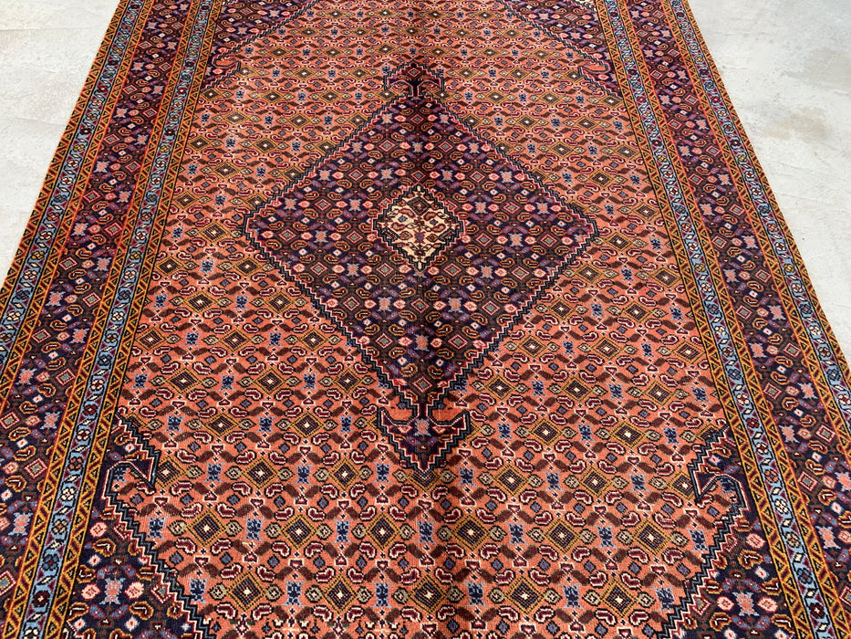 Handgemaakt Perzisch wollen vloerkleed 213x305 cm - Roze, marineblauw & ivoor vintage medaillon Perzisch stijl kleed - Exacte afmeting 290 cm x 193 cm - KBHM-724