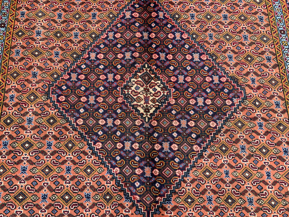 Handgemaakt Perzisch wollen vloerkleed 213x305 cm - Roze, marineblauw & ivoor vintage medaillon Perzisch stijl kleed - Exacte afmeting 290 cm x 193 cm - KBHM-724