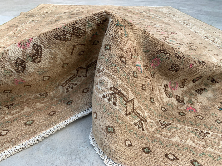 Handgemaakt Perzisch wollen vloerkleed 210x300 cm - Beige, taupe & zachtroze vintage medaillon Perzisch stijl kleed - Exacte afmetingen 297 cm x 206 cm - KBHM-725