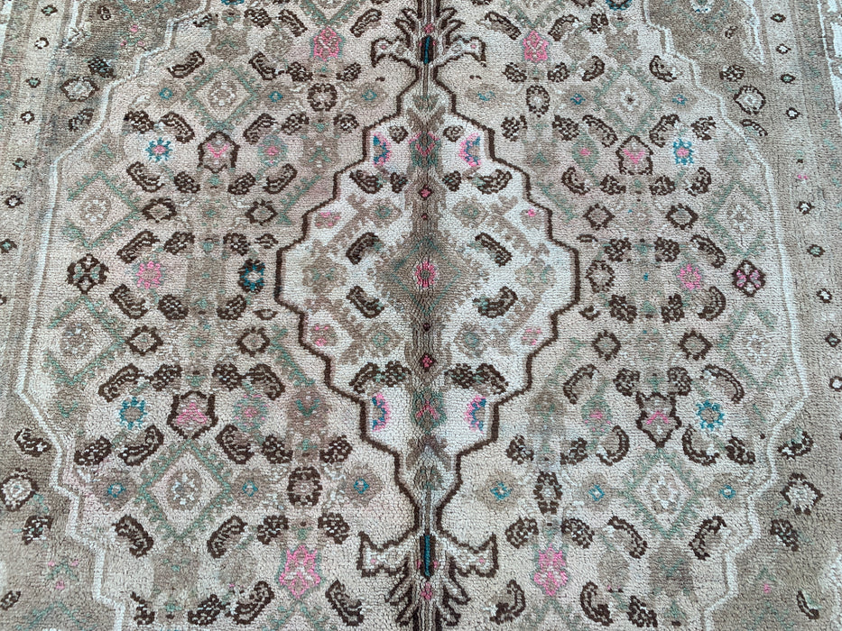 Handgemaakt Perzisch wollen vloerkleed 210x300 cm - Beige, taupe & zachtroze vintage medaillon Perzisch stijl kleed - Exacte afmetingen 297 cm x 206 cm - KBHM-725