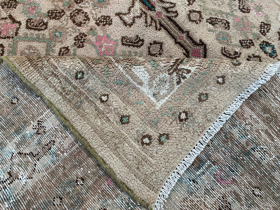 Handgemaakt Perzisch wollen vloerkleed 210x300 cm - Beige, taupe & zachtroze vintage medaillon Perzisch stijl kleed - Exacte afmetingen 297 cm x 206 cm - KBHM-725