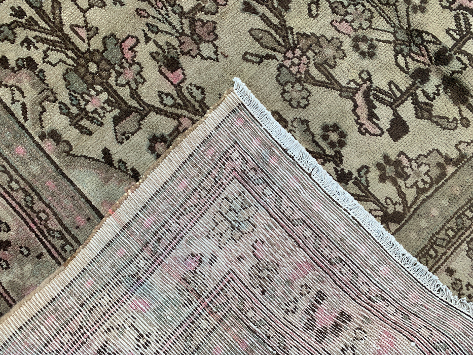 Handgemaakt Perzisch wollen vloerkleed 210x300 cm - Vintage Perzisch bloemmotief in beige, taupe en zachtroze - Exacte afmeting 299 cm x 210 cm - KBHM-726