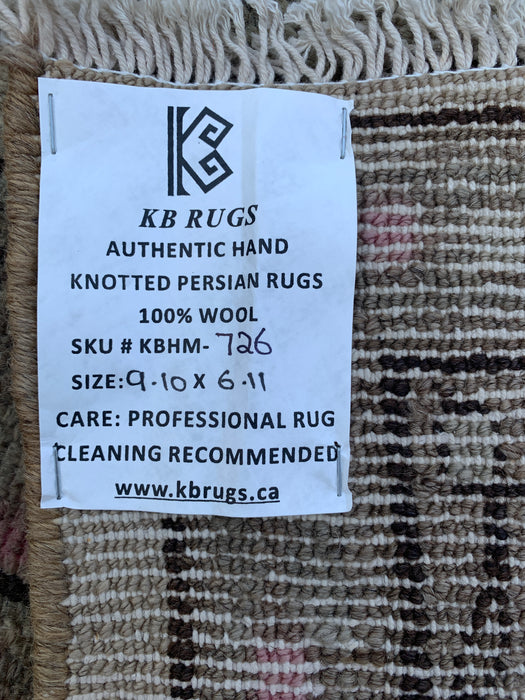 Handgemaakt Perzisch wollen vloerkleed 210x300 cm - Vintage Perzisch bloemmotief in beige, taupe en zachtroze - Exacte afmeting 299 cm x 210 cm - KBHM-726