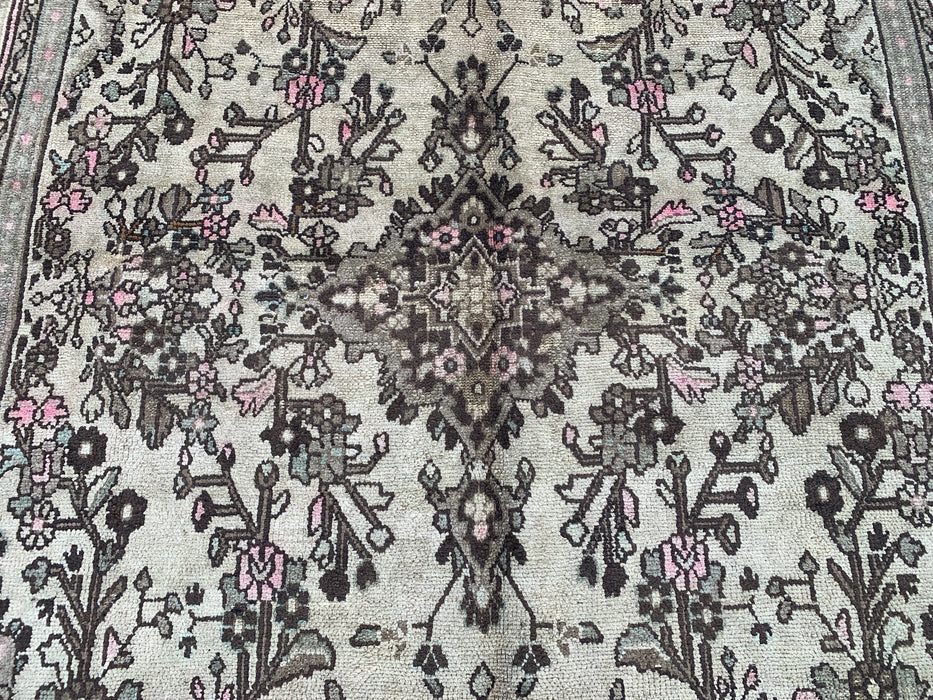 Handgemaakt Perzisch wollen vloerkleed 210x300 cm - Vintage Perzisch bloemmotief in beige, taupe en zachtroze - Exacte afmeting 299 cm x 210 cm - KBHM-726