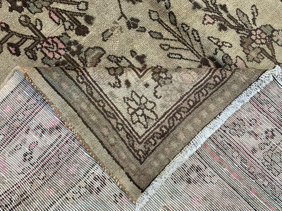 Handgemaakt Perzisch wollen vloerkleed 210x300 cm - Vintage Perzisch bloemmotief in beige, taupe en zachtroze - Exacte afmeting 299 cm x 210 cm - KBHM-726