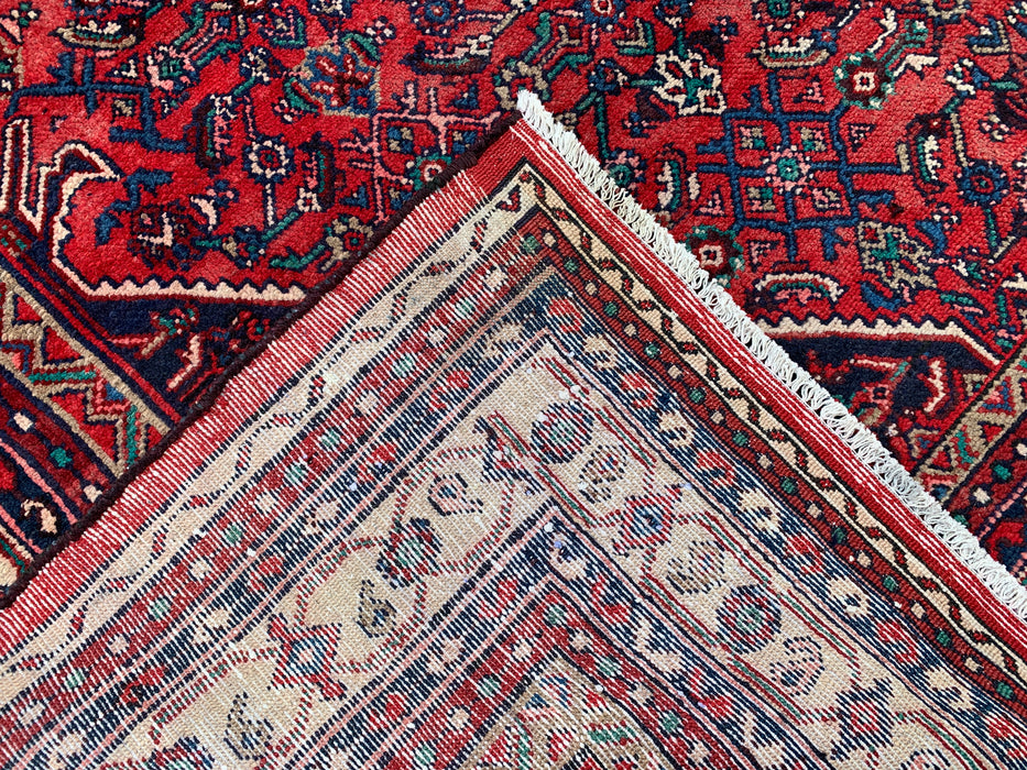 371 cm x 259 cm Handgeknoopt Perzisch wollen tapijt – Rood, marineblauw & ivoor tribaal medaillonontwerp – KBHM-727