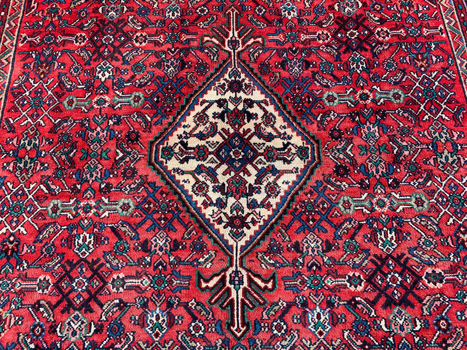 371 cm x 259 cm Handgeknoopt Perzisch wollen tapijt – Rood, marineblauw & ivoor tribaal medaillonontwerp – KBHM-727