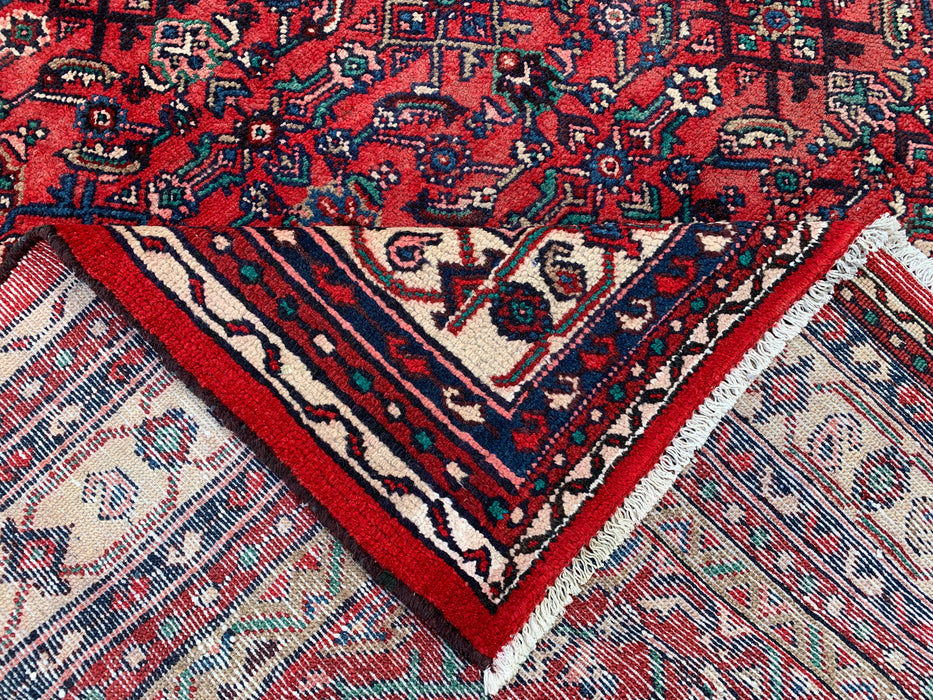 371 cm x 259 cm Handgeknoopt Perzisch wollen tapijt – Rood, marineblauw & ivoor tribaal medaillonontwerp – KBHM-727