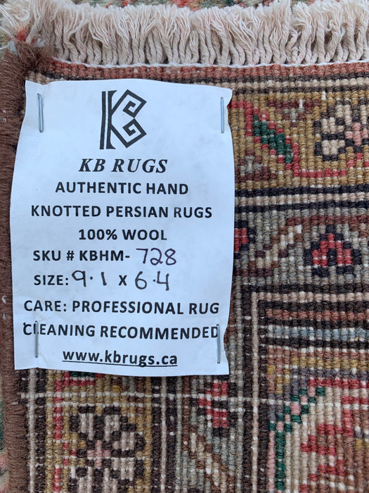 Handgemaakt Perzisch wollen vloerkleed 213x305 cm - Beige, taupe & zachtblauw vintage medaillon Perzisch stijl tapijt - Exacte afmeting 277 cm x 193 cm - KBHM-728