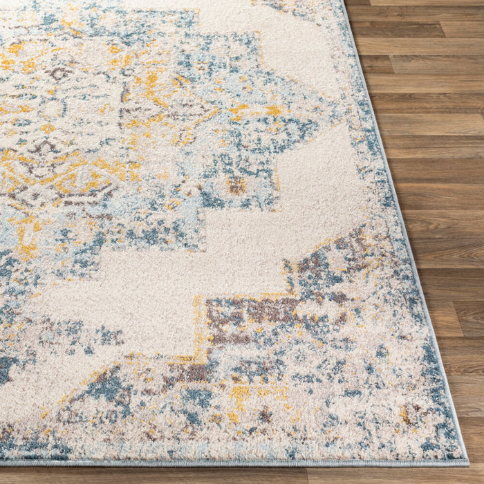 Ankara Machinaal Geweven Vloerkleed — Ivoor / Blauw | AKR-2309