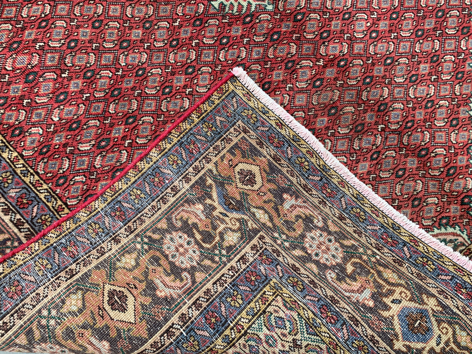 Handgemaakt Perzisch wollen vloerkleed 215x300 cm - Rood, marineblauw & ivoorkleurig vintage Perzisch tapijt met medaillon - Exacte afmeting 299 cm x 193 cm - KBHM-734