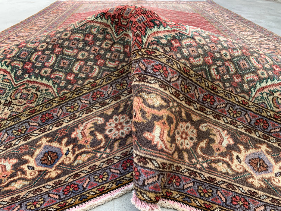 Handgemaakt Perzisch wollen vloerkleed 215x300 cm - Rood, marineblauw & ivoorkleurig vintage Perzisch tapijt met medaillon - Exacte afmeting 299 cm x 193 cm - KBHM-734