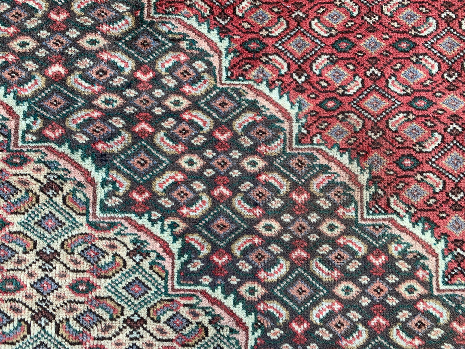 Handgemaakt Perzisch wollen vloerkleed 215x300 cm - Rood, marineblauw & ivoorkleurig vintage Perzisch tapijt met medaillon - Exacte afmeting 299 cm x 193 cm - KBHM-734