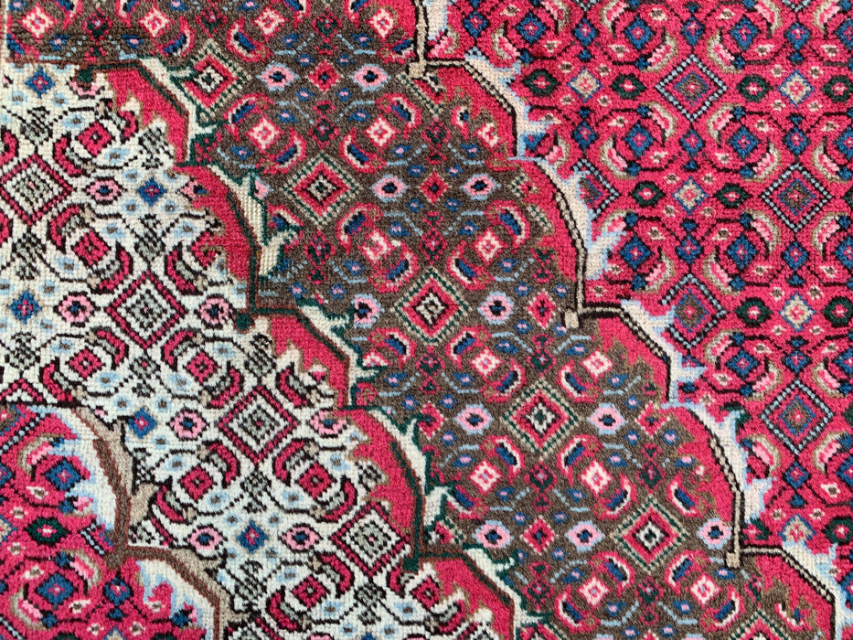 Handgemaakt Perzisch wollen vloerkleed 7x10 - Rood, bruin & ivoor vintage medaillon Perzisch stijl kleed - Exacte afmeting 9'2" x 6'0" - KBHM-735