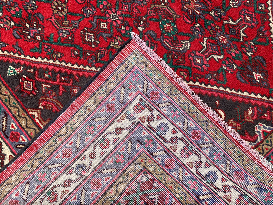 Handmade Persian Wool Area Rug 7x10 - Red, Ivory & Navy Tribal Medallion Persian Style Rug - Exact Size 9'10" x 6'11" - KBHM-737