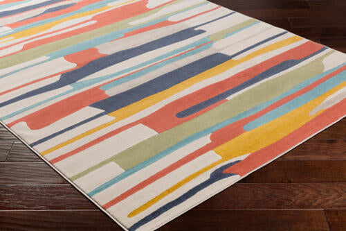 City Machinaal Geweven Vloerkleed — Oranje / Aqua Multi | CIT-2339