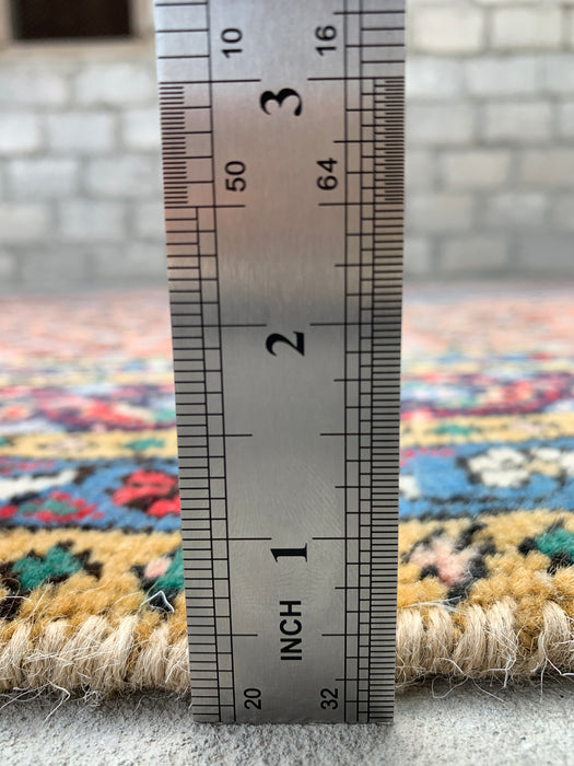 Handgemaakt Perzisch wollen karpet 7x10 - Roos, blauw & ivoor vintage medaillon Perzische stijl tapijt - Exacte afmeting 9'5" x 6'5" - KBHM-740
