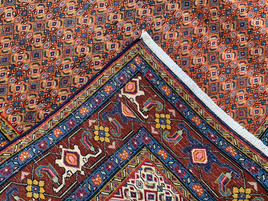Handgemaakt Perzisch wollen karpet 210x300 - Roze, blauw & bruin vintage medaillon Perzisch stijl kleed - Exacte afmeting 290 cm x 198 cm - KBHM-742