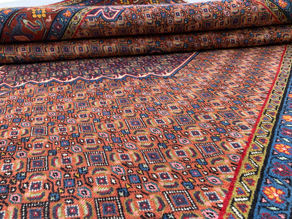 Handgemaakt Perzisch wollen karpet 210x300 - Roze, blauw & bruin vintage medaillon Perzisch stijl kleed - Exacte afmeting 290 cm x 198 cm - KBHM-742