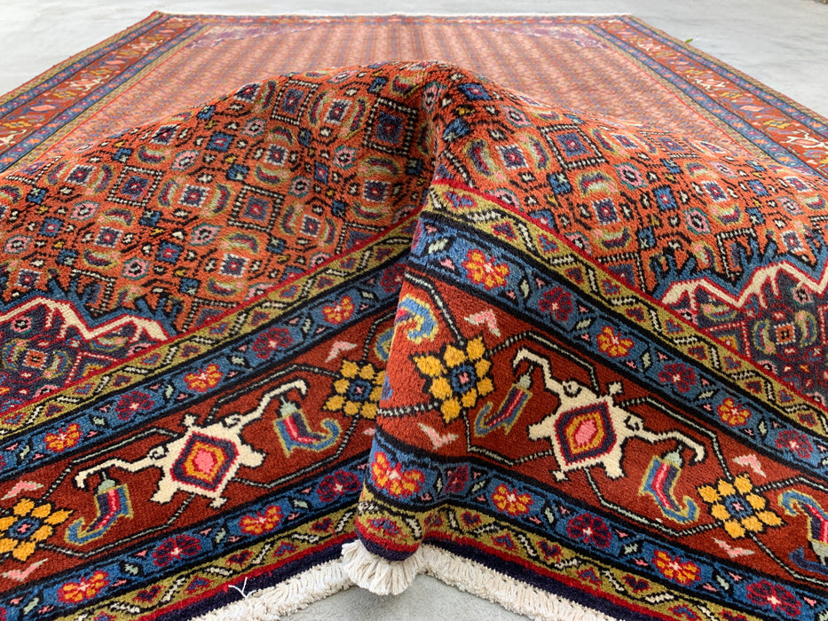 Handgemaakt Perzisch wollen karpet 210x300 - Roze, blauw & bruin vintage medaillon Perzisch stijl kleed - Exacte afmeting 290 cm x 198 cm - KBHM-742