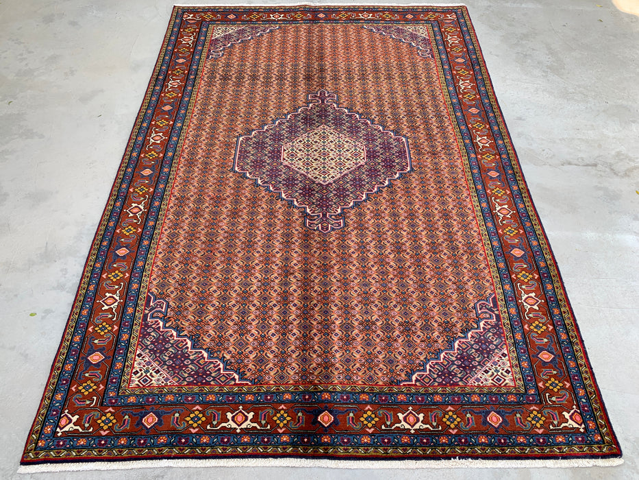 Handgemaakt Perzisch wollen karpet 210x300 - Roze, blauw & bruin vintage medaillon Perzisch stijl kleed - Exacte afmeting 290 cm x 198 cm - KBHM-742