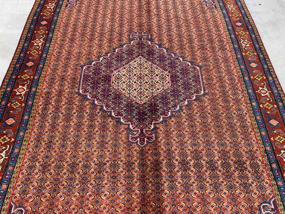 Handgemaakt Perzisch wollen karpet 210x300 - Roze, blauw & bruin vintage medaillon Perzisch stijl kleed - Exacte afmeting 290 cm x 198 cm - KBHM-742