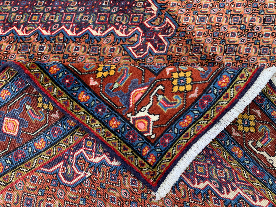 Handgemaakt Perzisch wollen karpet 210x300 - Roze, blauw & bruin vintage medaillon Perzisch stijl kleed - Exacte afmeting 290 cm x 198 cm - KBHM-742