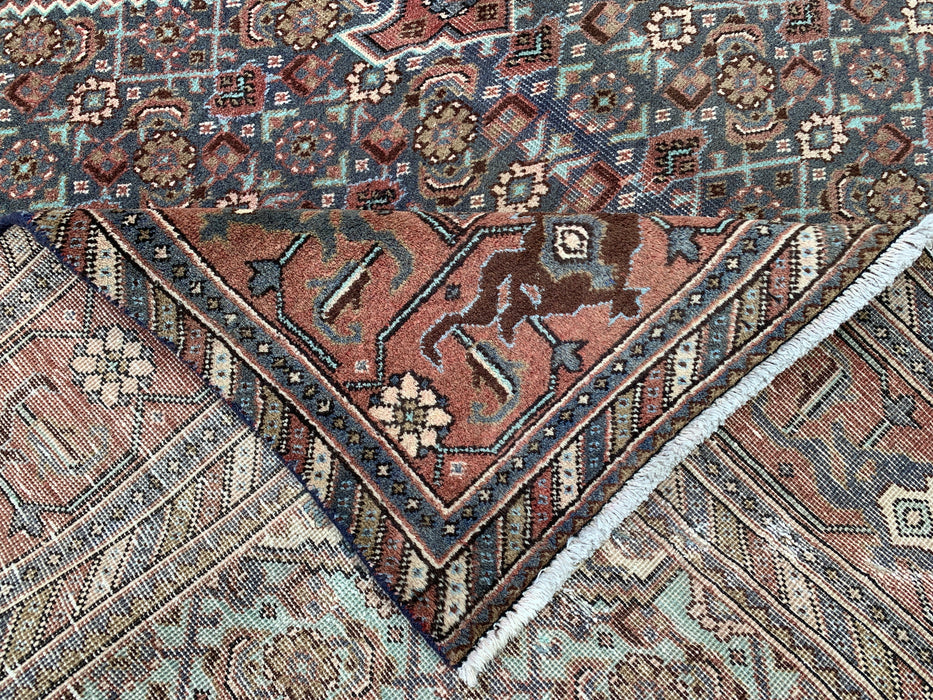 Handgemaakt Perzisch wollen vloerkleed 213x305 cm - Bruin, taupe & zachtblauw vintage medaillon Perzisch stijl kleed - Exacte afmeting 315 cm x 213 cm - KBHM-743