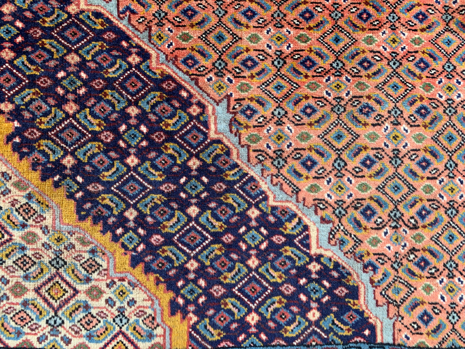 Handgemaakt Perzisch wollen vloerkleed 210x300 cm - Vintage Perzisch medaillonkleed in roze, marineblauw & bruin - Exacte afmeting 267 x 206 cm - KBHM-744
