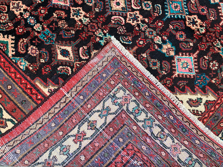 Handgemaakt Perzisch wollen vloerkleed 7x10 - Perzisch stijl kleed met marineblauw, rood & ivoorkleurig bloemenmedaillon - Exacte afmeting 9'8" x 7'0" - KBHM-748
