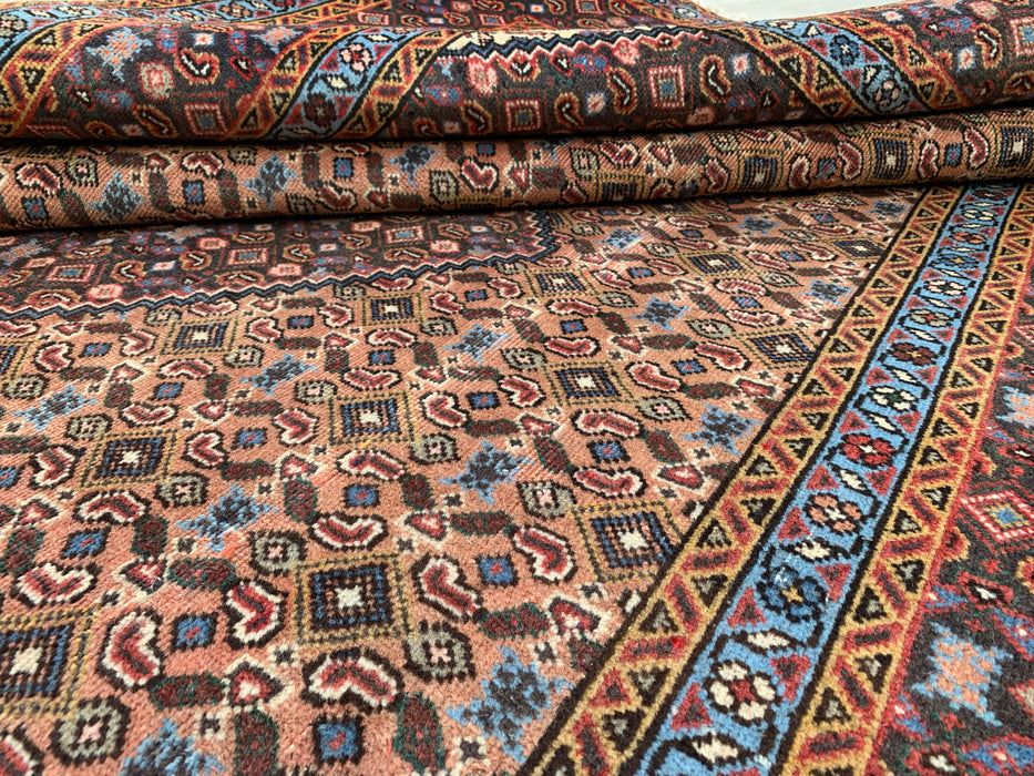 Handgemaakt Perzisch wollen vloerkleed 213x305 cm - Beige, bruin & zachtblauw vintage medaillon Perzisch stijl vloerkleed - Exacte afmeting 279 cm x 191 cm - KBHM-749