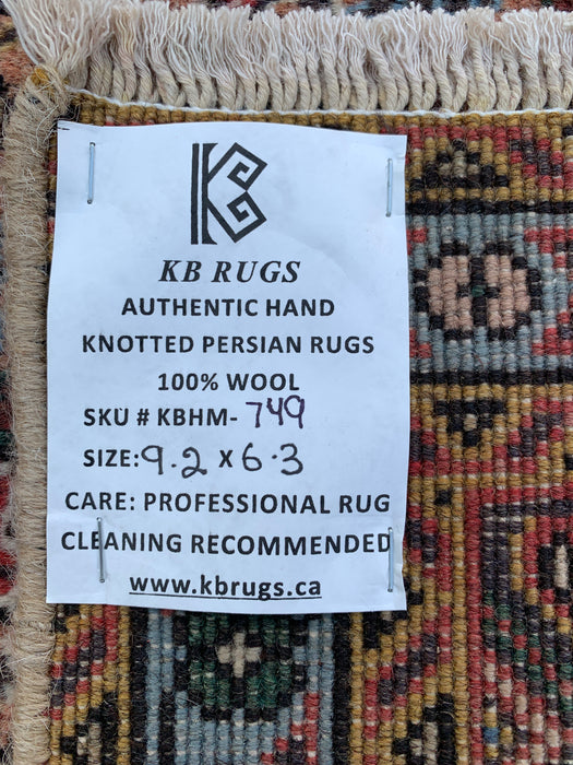 Handgemaakt Perzisch wollen vloerkleed 213x305 cm - Beige, bruin & zachtblauw vintage medaillon Perzisch stijl vloerkleed - Exacte afmeting 279 cm x 191 cm - KBHM-749