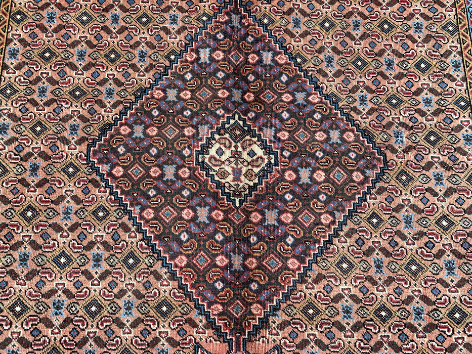 Handgemaakt Perzisch wollen vloerkleed 213x305 cm - Beige, bruin & zachtblauw vintage medaillon Perzisch stijl vloerkleed - Exacte afmeting 279 cm x 191 cm - KBHM-749