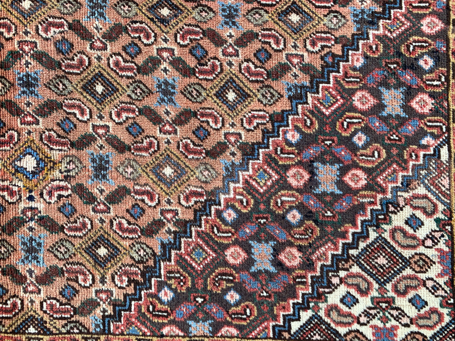 Handgemaakt Perzisch wollen vloerkleed 213x305 cm - Beige, bruin & zachtblauw vintage medaillon Perzisch stijl vloerkleed - Exacte afmeting 279 cm x 191 cm - KBHM-749