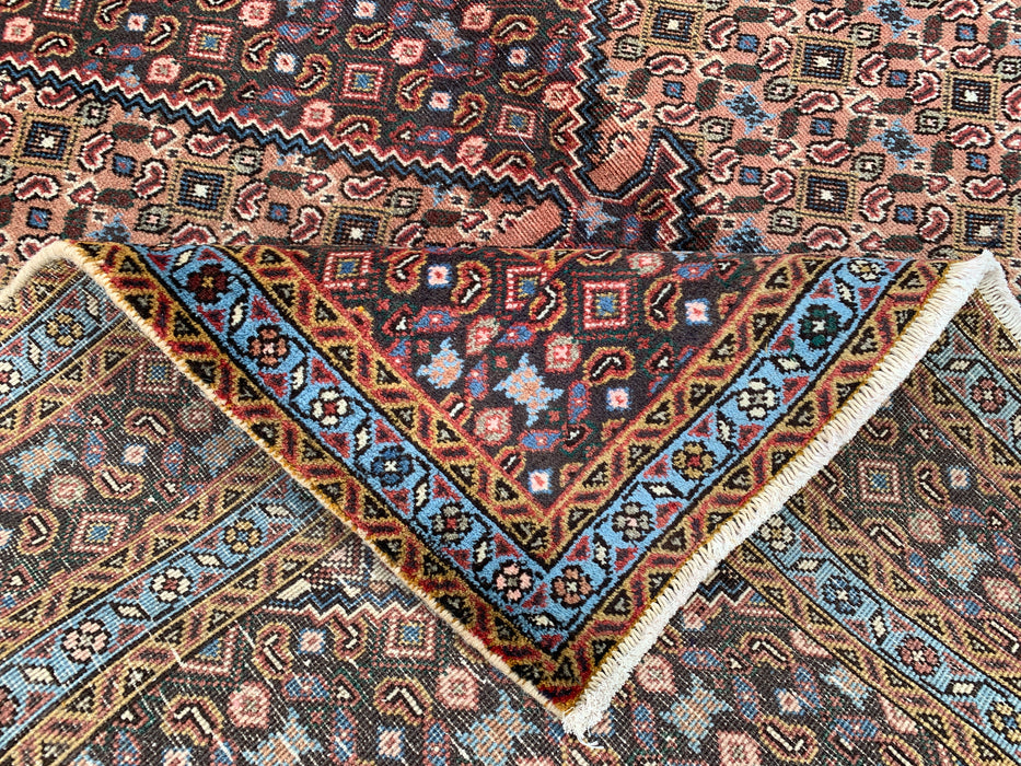 Handgemaakt Perzisch wollen vloerkleed 213x305 cm - Beige, bruin & zachtblauw vintage medaillon Perzisch stijl vloerkleed - Exacte afmeting 279 cm x 191 cm - KBHM-749