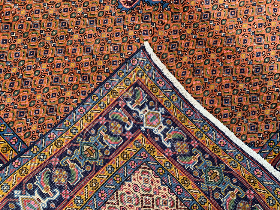 Handmade Persian Wool Area Rug 7x10 - Rose, Navy & Ivory Vintage Medallion Persian Style Rug - Exact Size 9'11" x 6'4" - KBHM-753