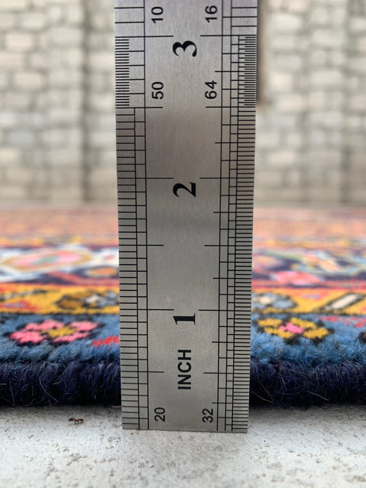 Handmade Persian Wool Area Rug 7x10 - Rose, Navy & Ivory Vintage Medallion Persian Style Rug - Exact Size 9'11" x 6'4" - KBHM-753