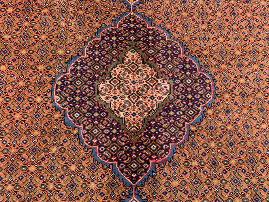 Handmade Persian Wool Area Rug 7x10 - Rose, Navy & Ivory Vintage Medallion Persian Style Rug - Exact Size 9'11" x 6'4" - KBHM-753
