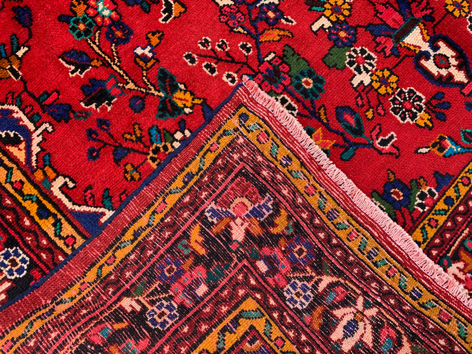 315 cm x 216 cm handgeknoopt Perzisch wollen tapijt – Rood, marineblauw & ivoor met bloemmedaillonontwerp – KBHM-754