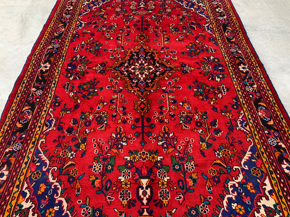 315 cm x 216 cm handgeknoopt Perzisch wollen tapijt – Rood, marineblauw & ivoor met bloemmedaillonontwerp – KBHM-754