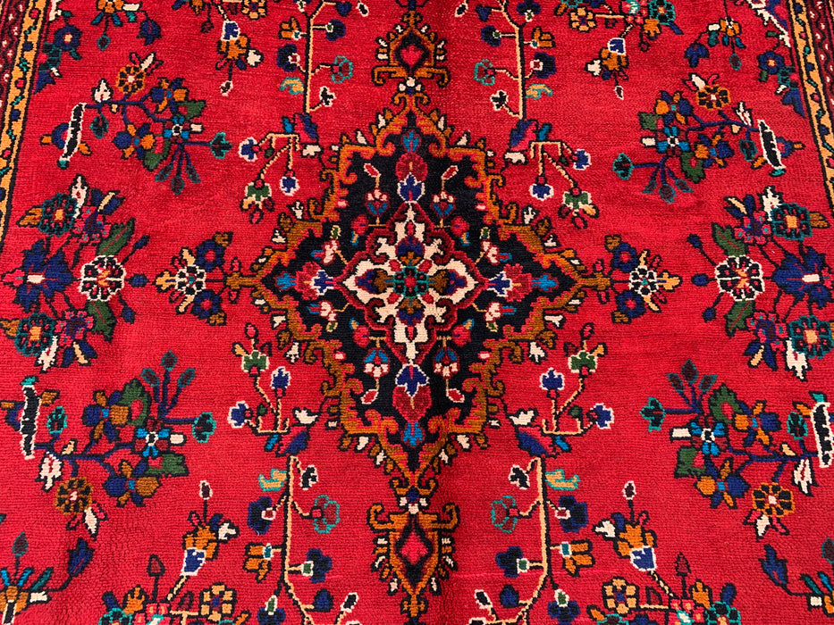 315 cm x 216 cm handgeknoopt Perzisch wollen tapijt – Rood, marineblauw & ivoor met bloemmedaillonontwerp – KBHM-754