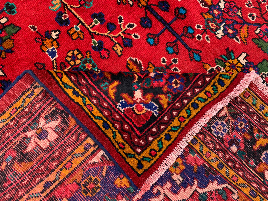 315 cm x 216 cm handgeknoopt Perzisch wollen tapijt – Rood, marineblauw & ivoor met bloemmedaillonontwerp – KBHM-754