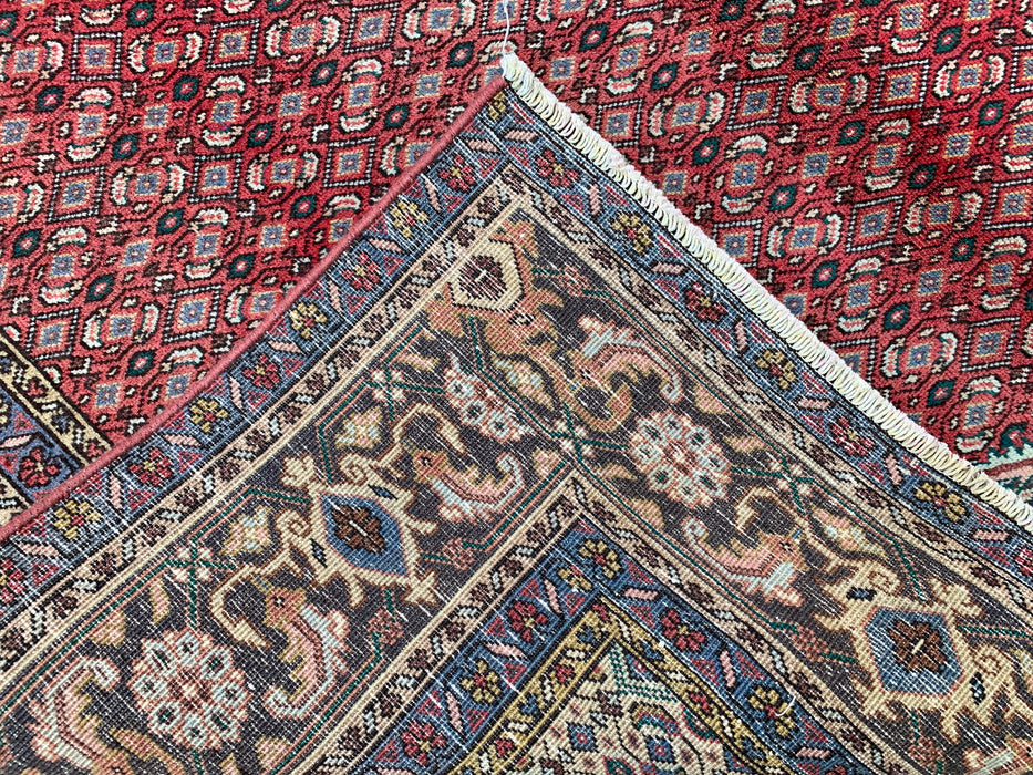 Handgemaakt Perzisch wollen vloerkleed 213x305 cm - Rood, bruin & ivoor vintage medaillon Perzisch stijl kleed - Exacte afmeting 292 cm x 188 cm - KBHM-755