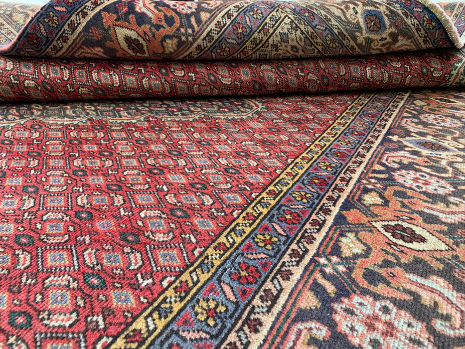Handgemaakt Perzisch wollen vloerkleed 213x305 cm - Rood, bruin & ivoor vintage medaillon Perzisch stijl kleed - Exacte afmeting 292 cm x 188 cm - KBHM-755
