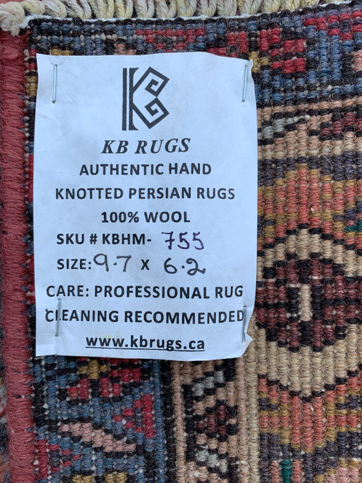 Handgemaakt Perzisch wollen vloerkleed 213x305 cm - Rood, bruin & ivoor vintage medaillon Perzisch stijl kleed - Exacte afmeting 292 cm x 188 cm - KBHM-755