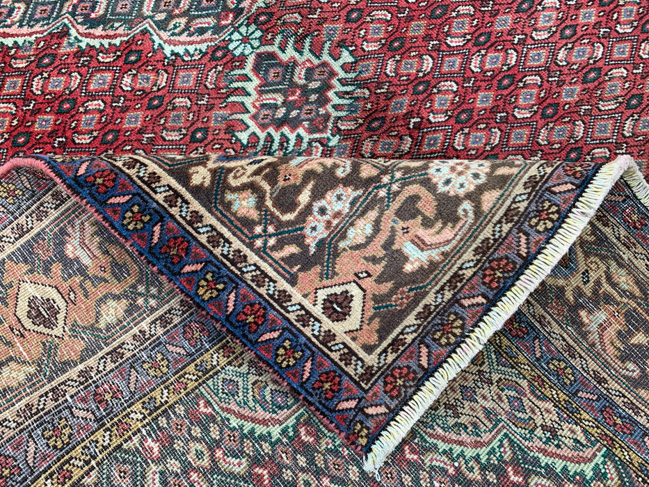 Handgemaakt Perzisch wollen vloerkleed 213x305 cm - Rood, bruin & ivoor vintage medaillon Perzisch stijl kleed - Exacte afmeting 292 cm x 188 cm - KBHM-755